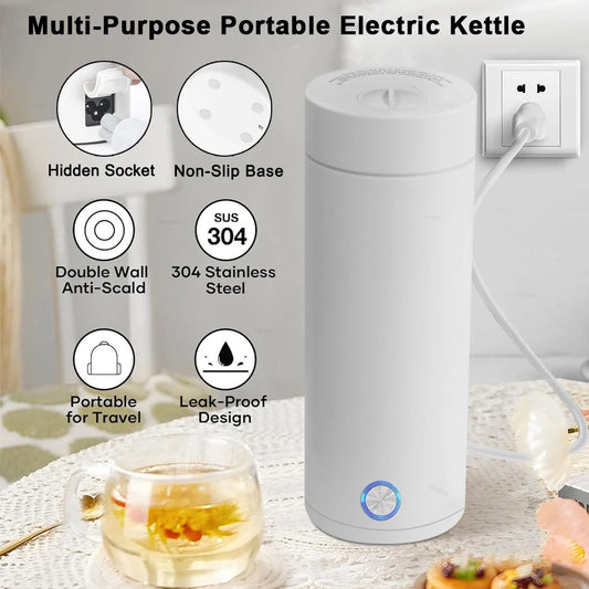 Electric kettle Portable Water Heater Kettle Mini Electric Tea Coffee Pot Water Thermal Cup Keep Warm Hot Water Bottle in Travel