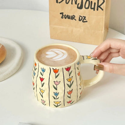 380ml Ceramic Mug Coffee Cups Milk Tea Cup Handmade Ceramic Hot Chocolate Cup Oatmeal Breakfast Mug Drinkware Kitchen