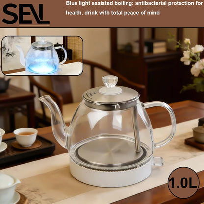 1.0L Glass Electric Kettle with Blue Light Antibacterial Heating, Fast Boiling, Suitable for Multiple Scenarios