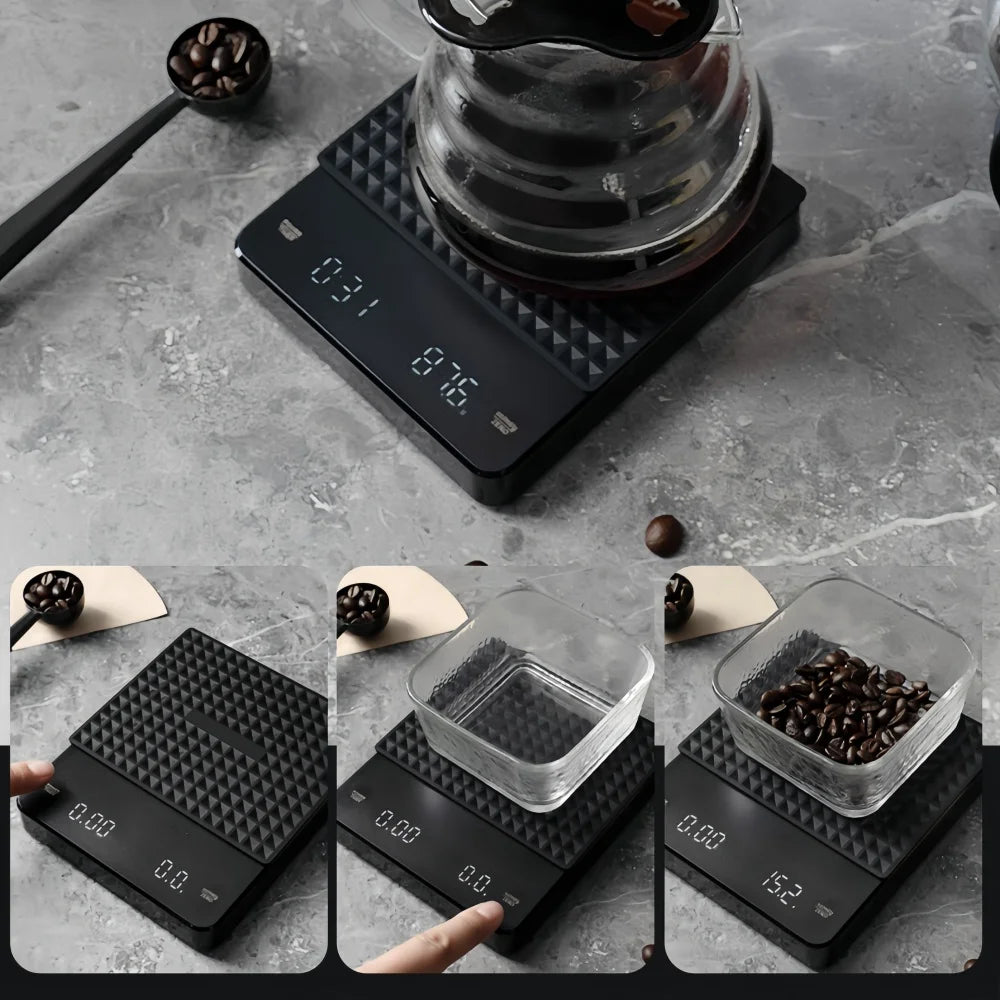 High-precision Electronic Coffee Scale with Waterproof Pad LED Display USB Timing Professional Home Coffee Accessories 3kg/5kg