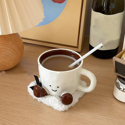 Cute Coffee Mug Adorable Home Kitchen Drinkware Ceramic Funny Coffee Cup for Wine Latte Water Hot Cocoa Cold Hot Drinks