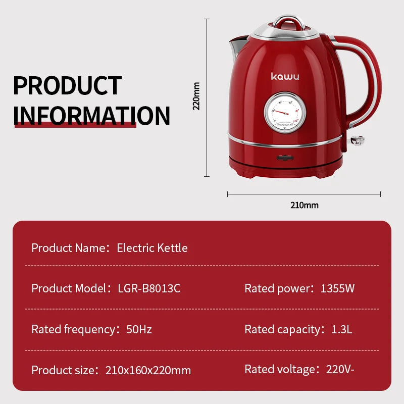 European-style retro electric kettle, 1.3L large capacity, constant temperature and heat preservation, a great home item