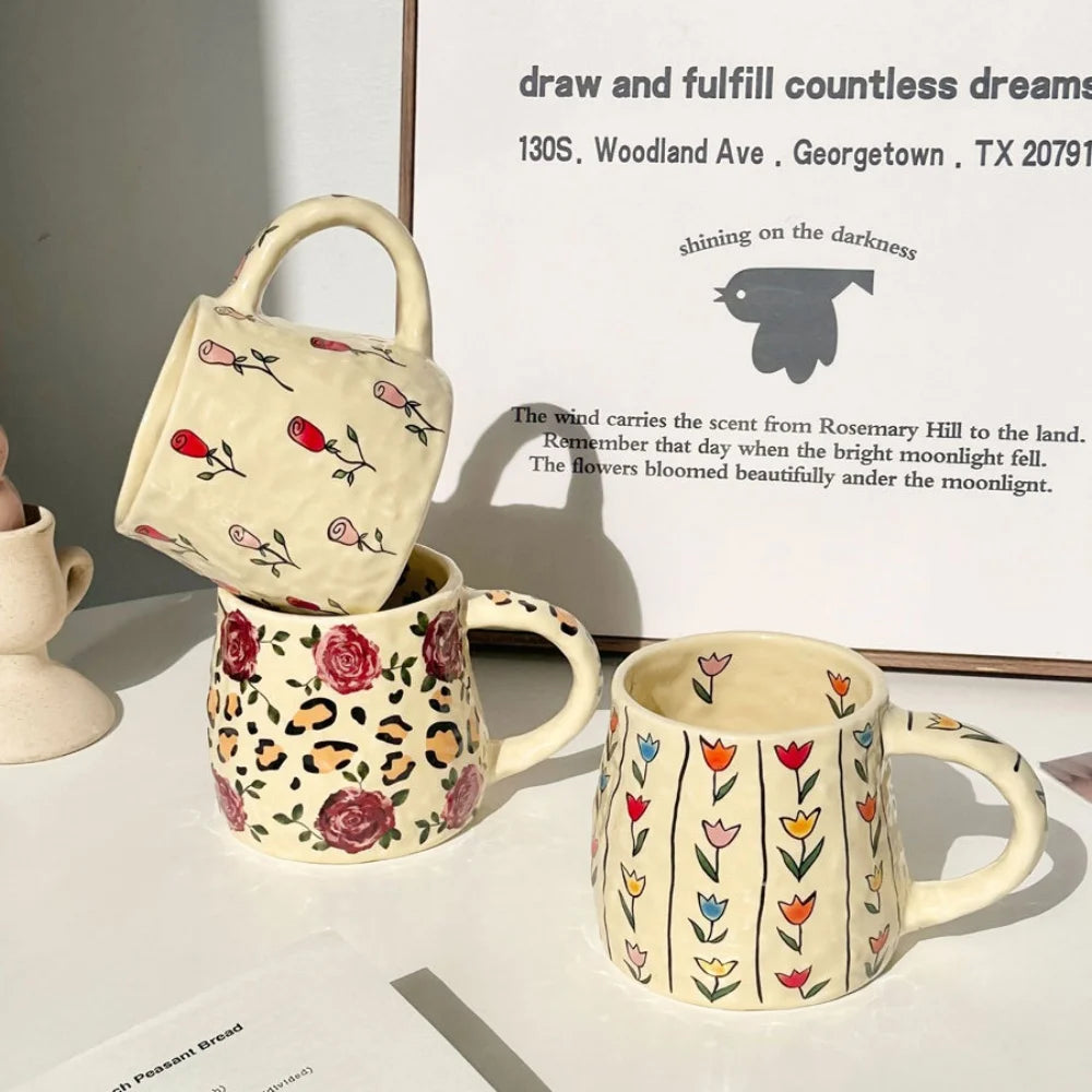 380ml Ceramic Mug Coffee Cups Milk Tea Cup Handmade Ceramic Hot Chocolate Cup Oatmeal Breakfast Mug Drinkware Kitchen