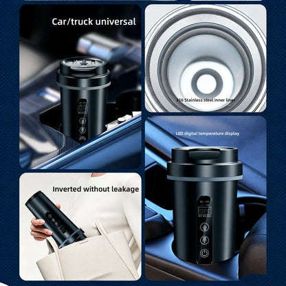 12V/24V Vehicle-Mounted Electric Kettle 500ML Large Capacity with 316 Stainless Steel Liner Fast Heating Anti-Dry-Burn Function