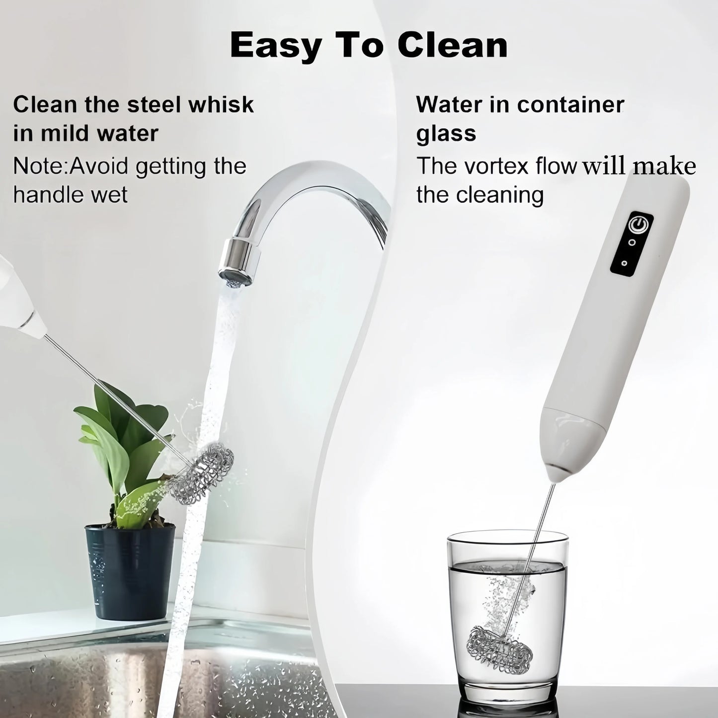 MINI Milk Frother USB Rechargeable 3 Speeds Foam Maker Coffee Whisk Mixer Electric Handle Blender Egg Beater