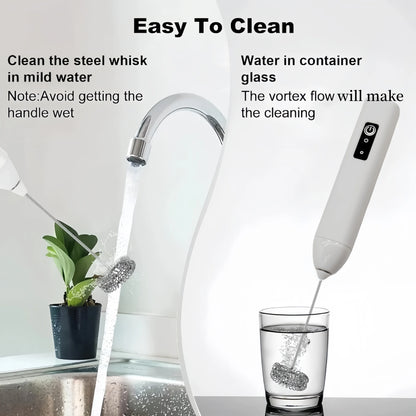 MINI Milk Frother USB Rechargeable 3 Speeds Foam Maker Coffee Whisk Mixer Electric Handle Blender Egg Beater