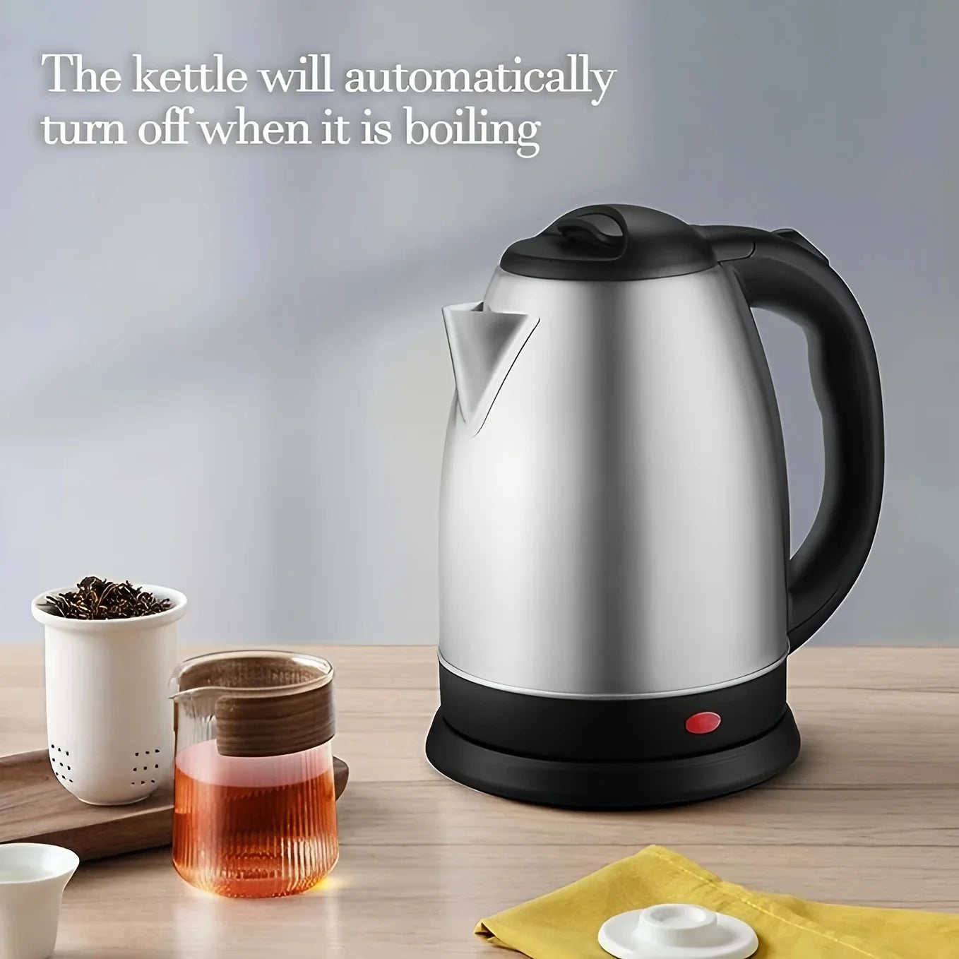 2L Electric Kettle1000W Stainless Steel Teapot with Auto Shut-Off Anti-Dry Design,Quick Boil for Home Kitchen,Durable Kitchenwar
