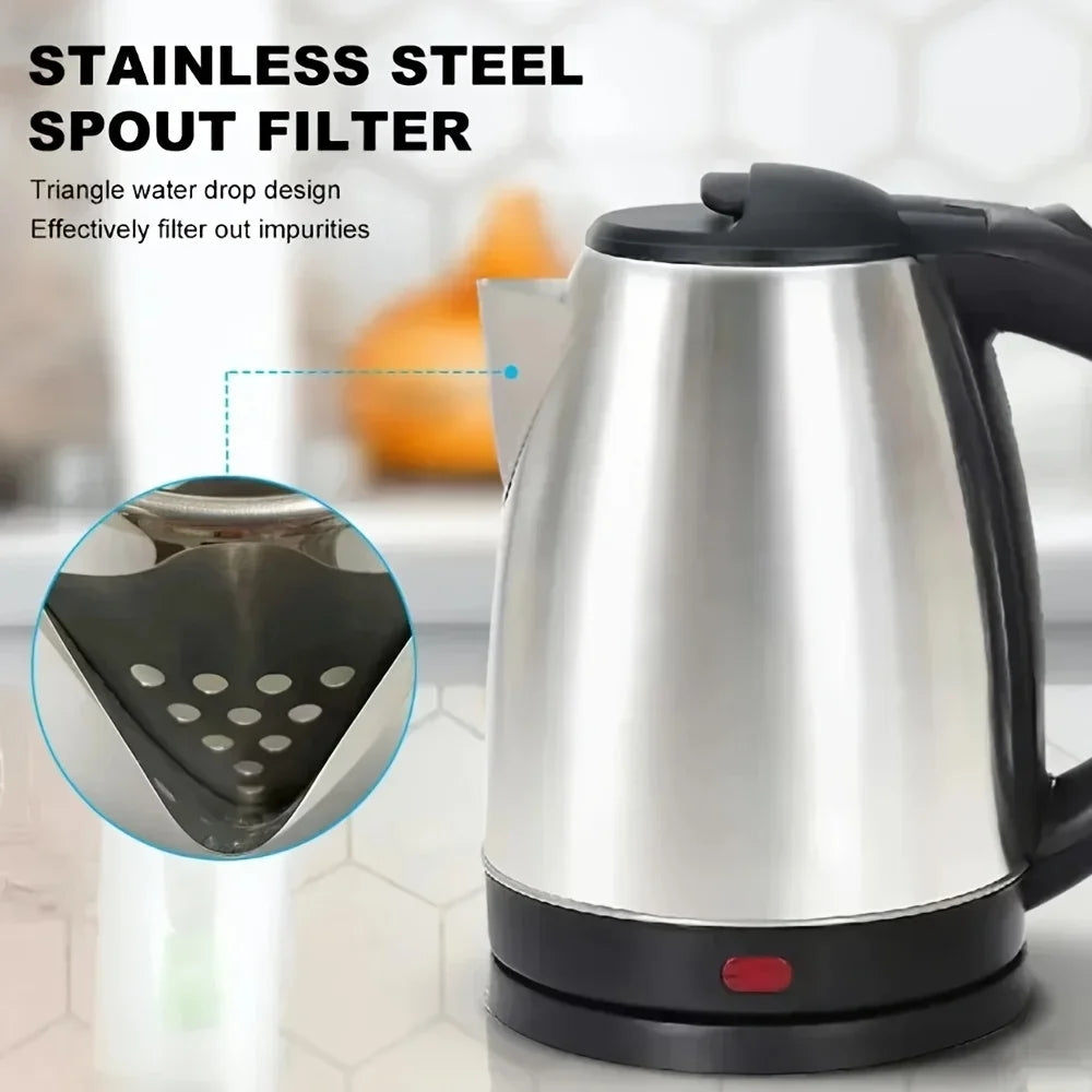 2L Electric Kettle1000W Stainless Steel Teapot with Auto Shut-Off Anti-Dry Design,Quick Boil for Home Kitchen,Durable Kitchenwar