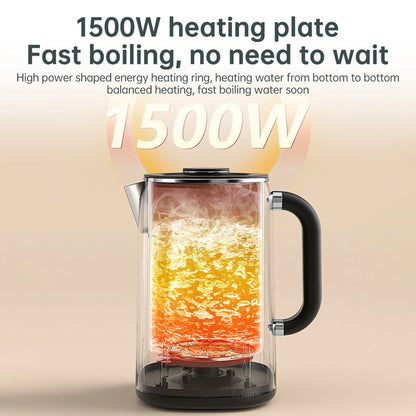 Electric Kettle 1.7L Large Capacity 1500W Stainless Steel Digital Display Insulated Water Boiler Kettle with Handle and Lid