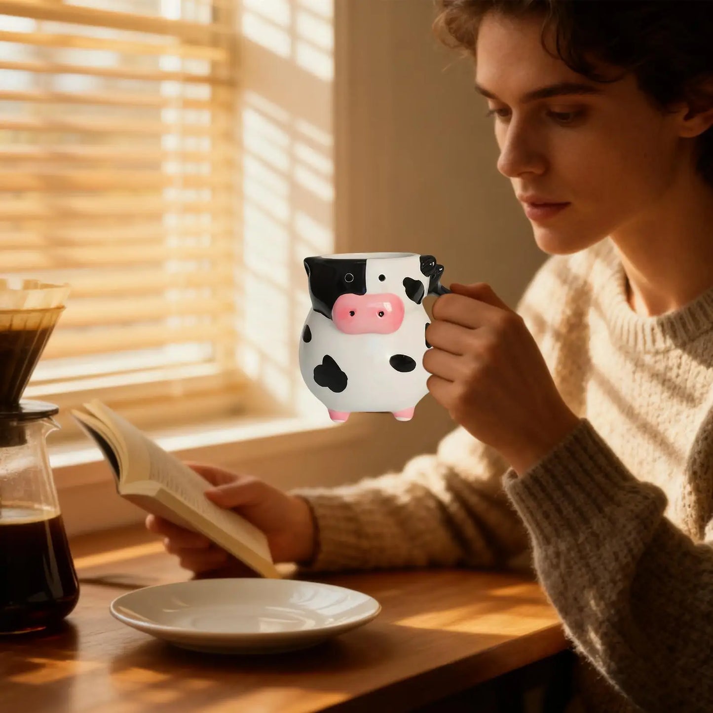 Cow Pattern Coffee Mug 585ml Cute Ceramic Milk Cup with Handle for Tea Hot Chocolate Birthday Gift Funny Novelty Drinkware