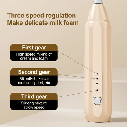 MINI Coffee Frother USB Rechargeable 3 Speeds Foam Maker Coffee Milk Mixer Electric Handle Blender Egg Beater Hot Cooking Tools