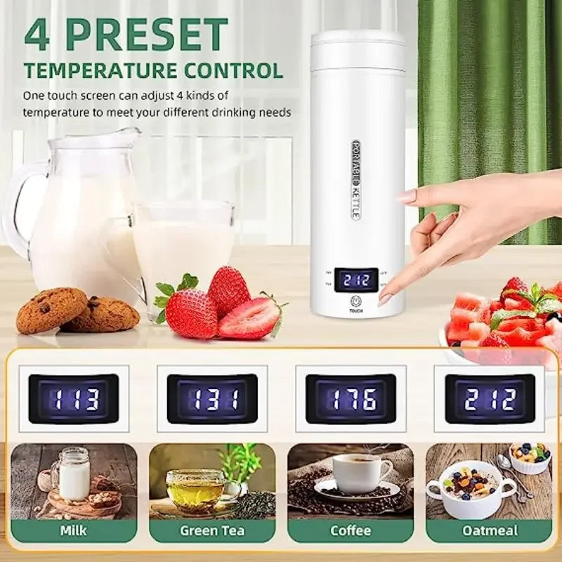 Travel Electric Kettle Portable Small Mini Tea Coffee Kettle Water Boiler, Water Heater Steel & Auto Shut-Off & Boil Dry Protect