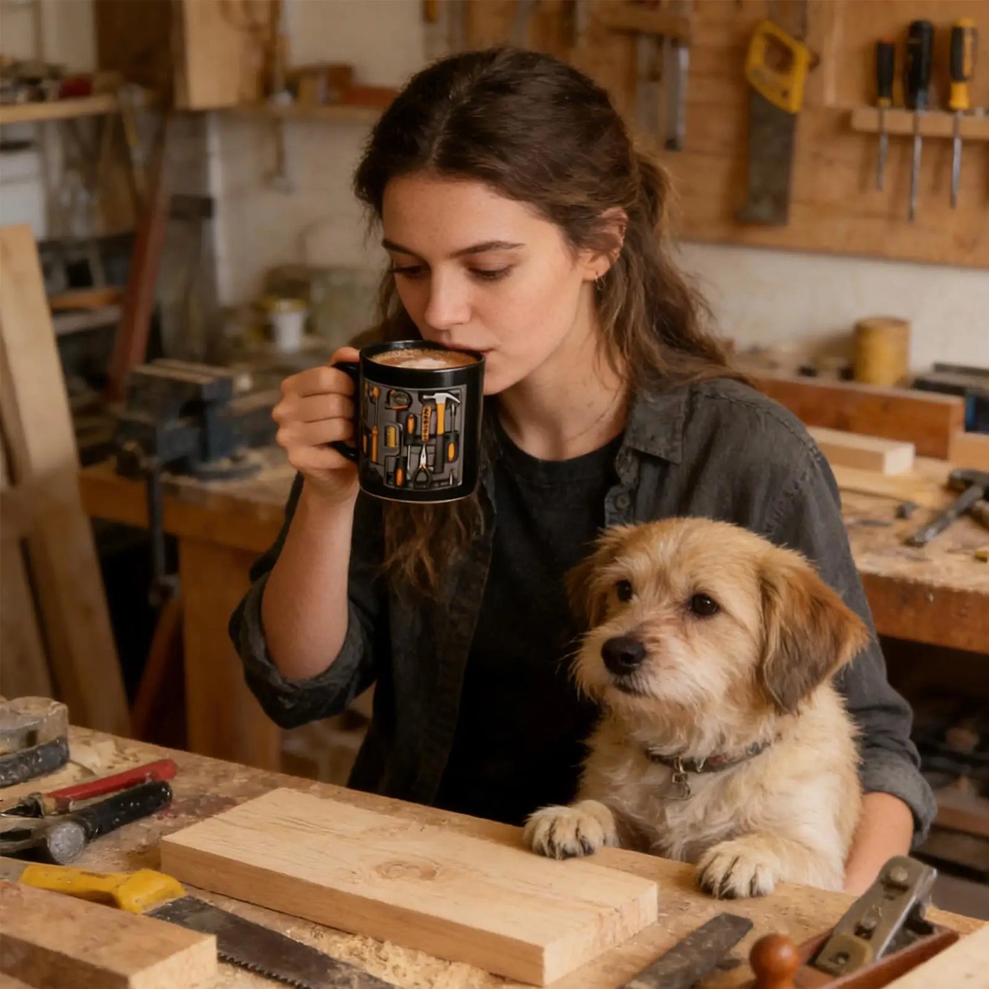 Coffee Mug 11oz Mechanic Tool Design Tea Drinkware Latte Mugs with Handle for Husband Coffee Tea Milk Beverage Home Kitchen Cafe