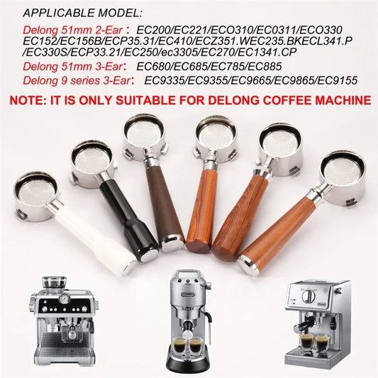51mm Coffee Bottomless Portafilter For Delonghi EC680 EC310 Replacement Filter Basket Espresso Machine Handle Cafe Accessories