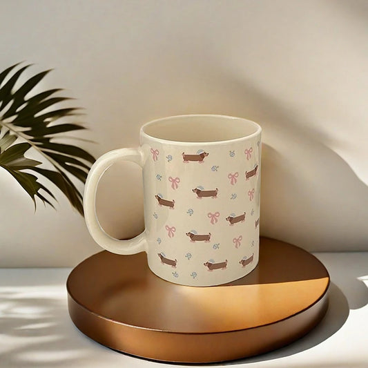 Cute Cartoon Puppy Mug with High Appearance Cute Cream Ceramic Cup Fashionable Ceramic Water Cup Breakfast Cup Coffee Cup Gift