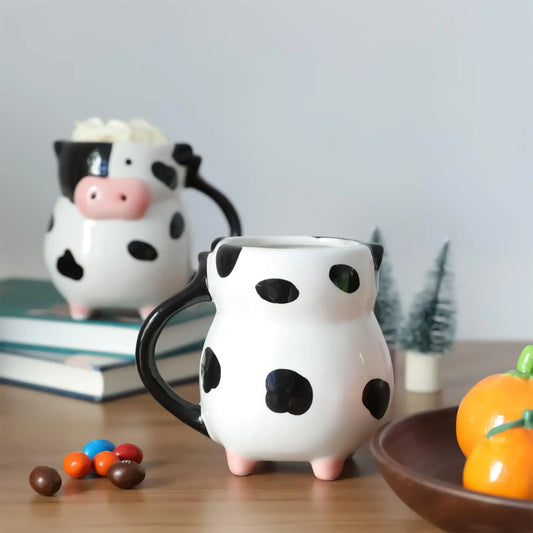 Cow Pattern Coffee Mug 585ml Cute Ceramic Milk Cup with Handle for Tea Hot Chocolate Birthday Gift Funny Novelty Drinkware