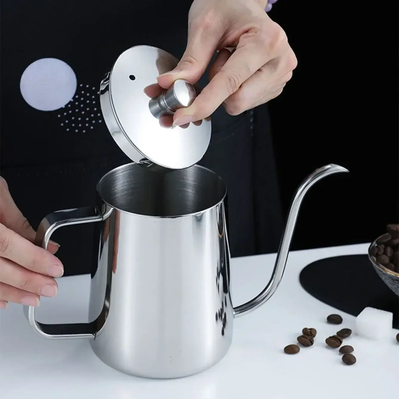 1PC-350ML Pour Over Coffee Kettle Gooseneck Pour Over Coffee Pots Drip Coffee Maker Stainless Steel Home Barista Accessories
