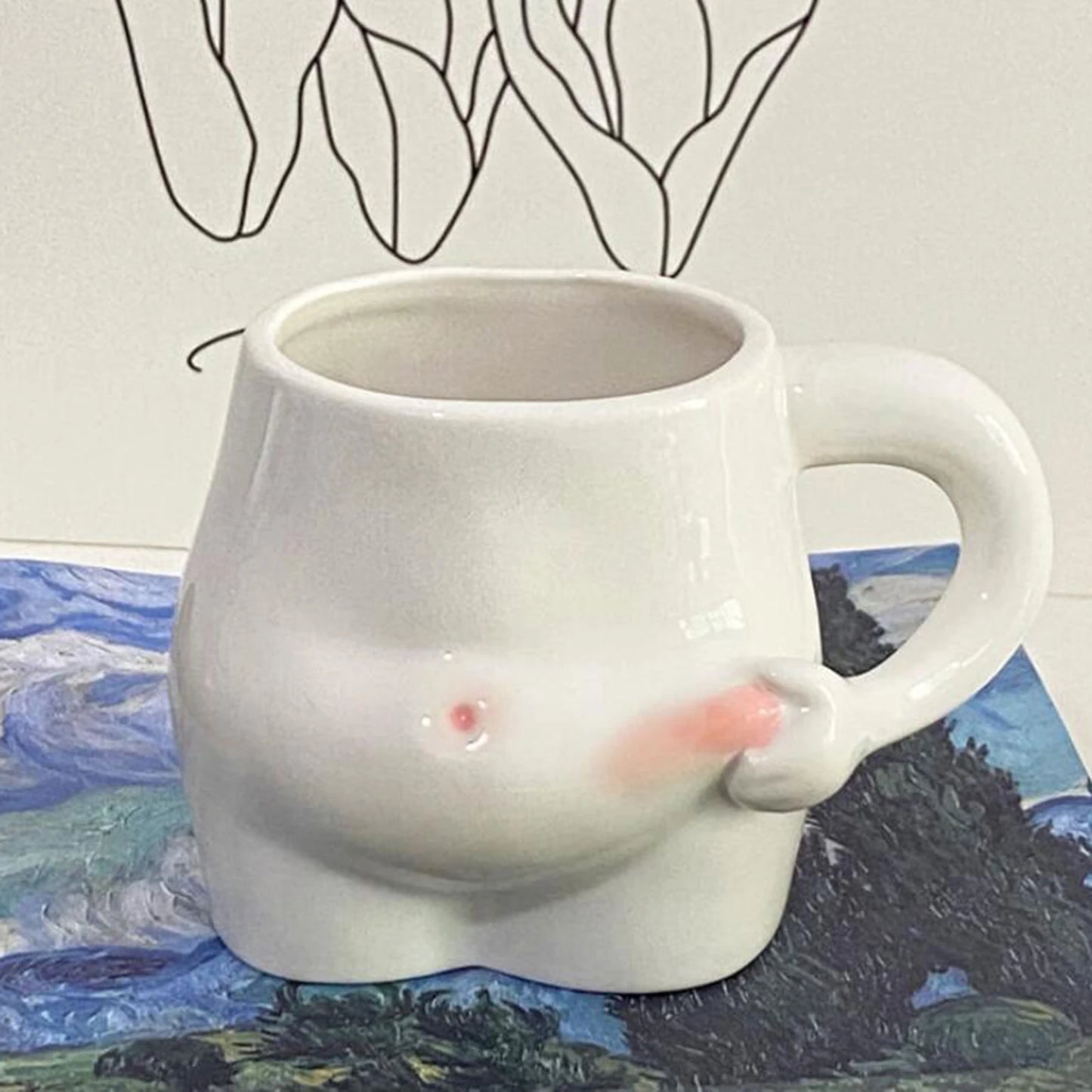 Coffee Mug Creative Tableware Durable Tea with Handle Water Cups Reusable Belly Mug for Party Household Festivals Office