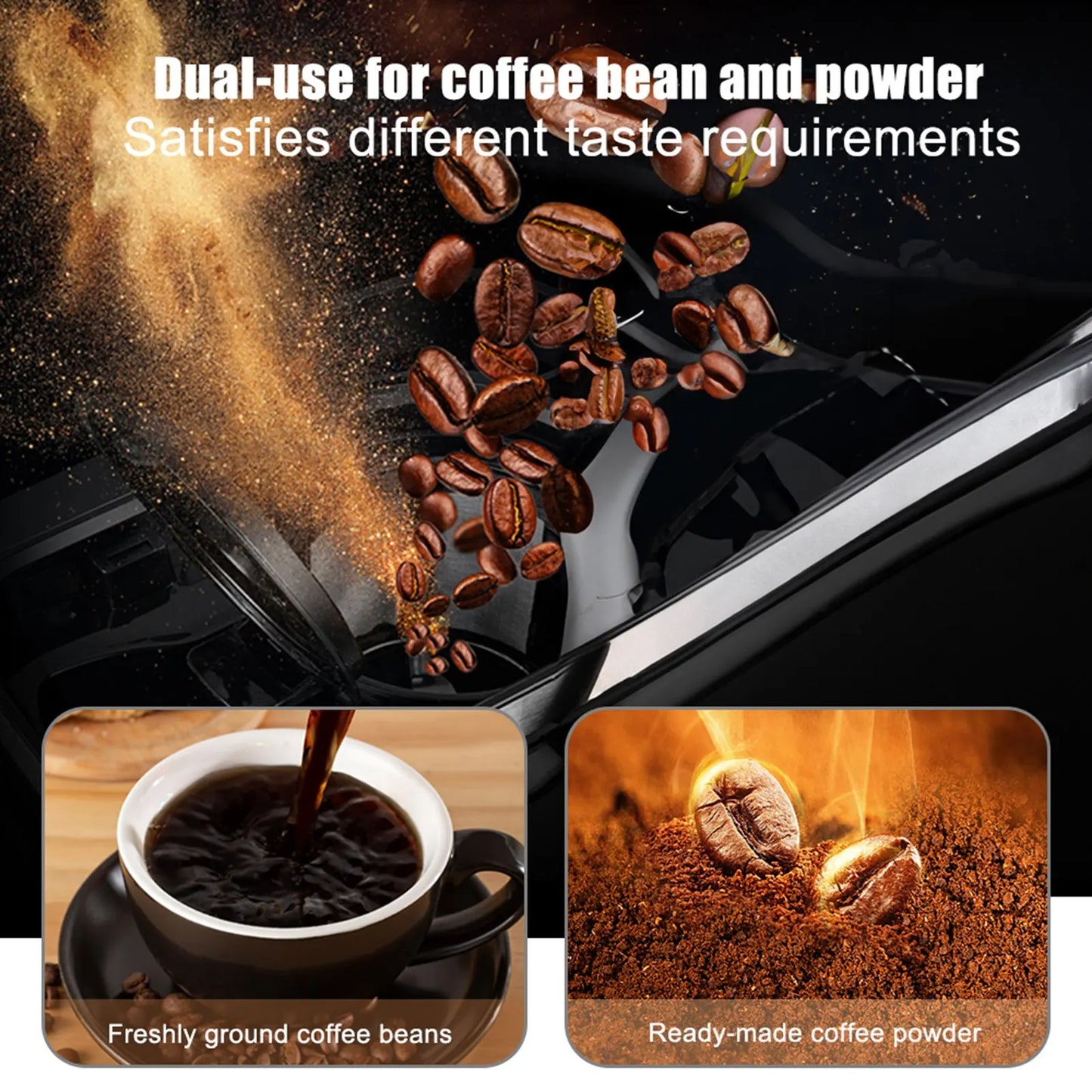 Programmable Coffee Maker with Timer 1050 Watts 1L Large Capacity 2-8 CupsDrip Coffee Maker Grind Brew Automatic Coffee Machine