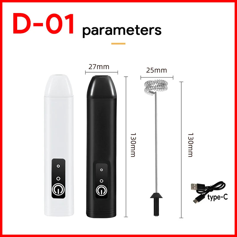 Wireless Milk Frother Electric Type-C Handheld Blender Stainless Steel Mini Coffee Maker Whisk Mixer For Coffee Cappuccino Cream