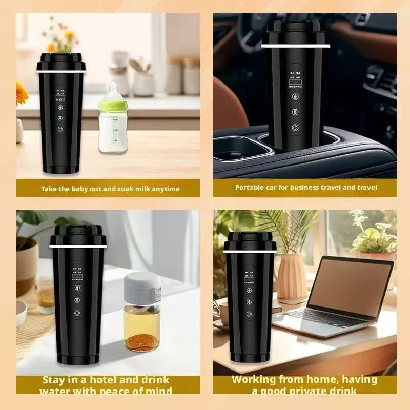 12V/24V Vehicle-Mounted Electric Kettle 500ML Large Capacity with 316 Stainless Steel Liner Fast Heating Anti-Dry-Burn Function