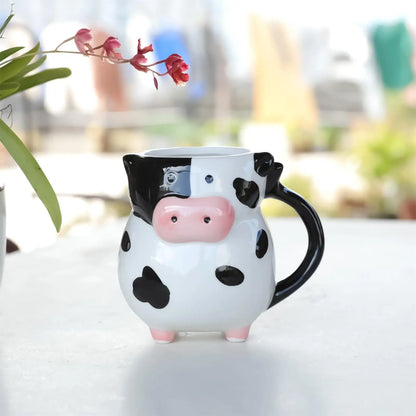 Cow Pattern Coffee Mug 585ml Cute Ceramic Milk Cup with Handle for Tea Hot Chocolate Birthday Gift Funny Novelty Drinkware