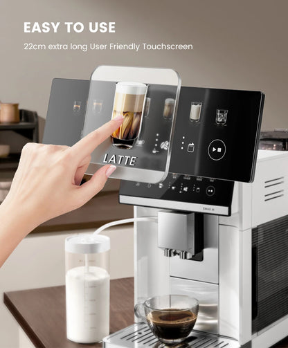 Mcilpoog M3 Automatic Espresso Coffee Machine ，Built-In Milk Frother & Tank, 7 Coffee Varieties, Touchscreen