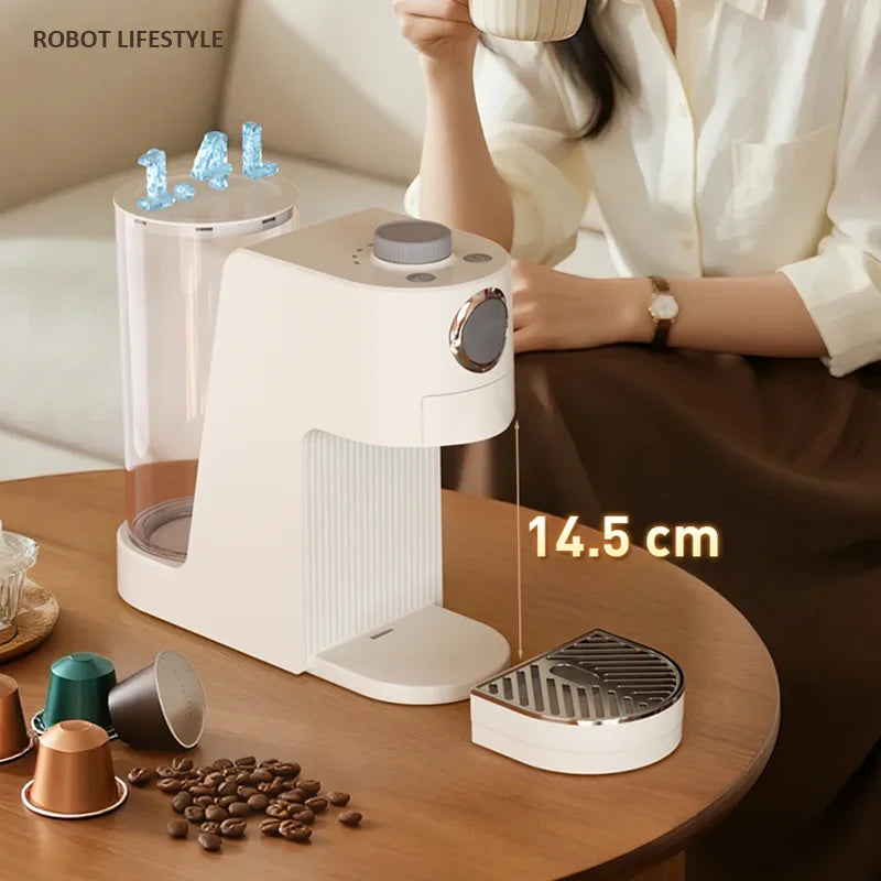 Multi Capsule Coffee Maker Machine Compatible Ground Coffee, Hot Cold Dual Extraction, 20Bar High Pressure, 1.4L Water Tank