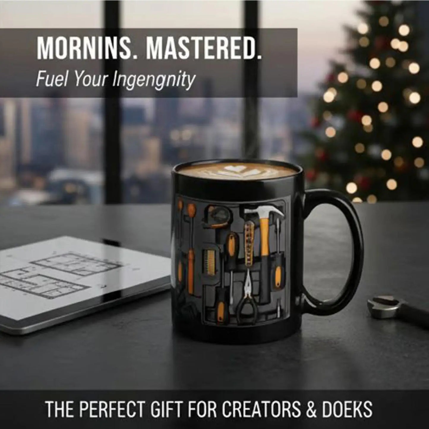 Coffee Mug 11oz Mechanic Tool Design Tea Drinkware Latte Mugs with Handle for Husband Coffee Tea Milk Beverage Home Kitchen Cafe