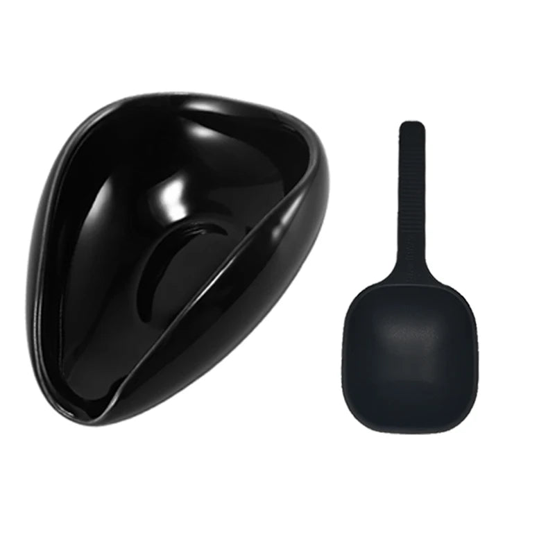 FLYMUYU Coffee Bean Dosing Cup and Spoon Set, Ceramic Dosing Vessel Measuring Tray Kit for Coffee or Tea, Espresso Accessories