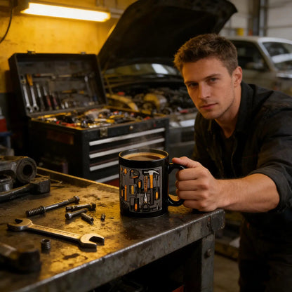 Coffee Mug 11oz Mechanic Tool Design Tea Drinkware Latte Mugs with Handle for Husband Coffee Tea Milk Beverage Home Kitchen Cafe