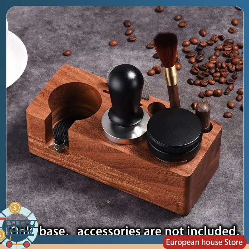 ABFA Coffee Press Accessories Set- Walnut Beech Filling Seat, Coffee Machine Handle Compatible Storage& Cloth Powder Replacement