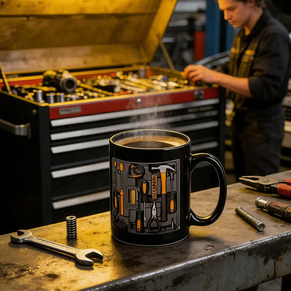 Coffee Mug 11oz Mechanic Tool Design Tea Drinkware Latte Mugs with Handle for Husband Coffee Tea Milk Beverage Home Kitchen Cafe