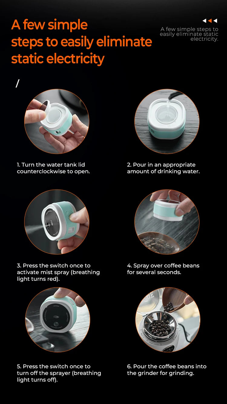 IKAPE Coffee Bean Atomizer,20ml Anti-Static  Automatic Spray Bottle,Espresso Machine Accessories,Coffee Lover Gift