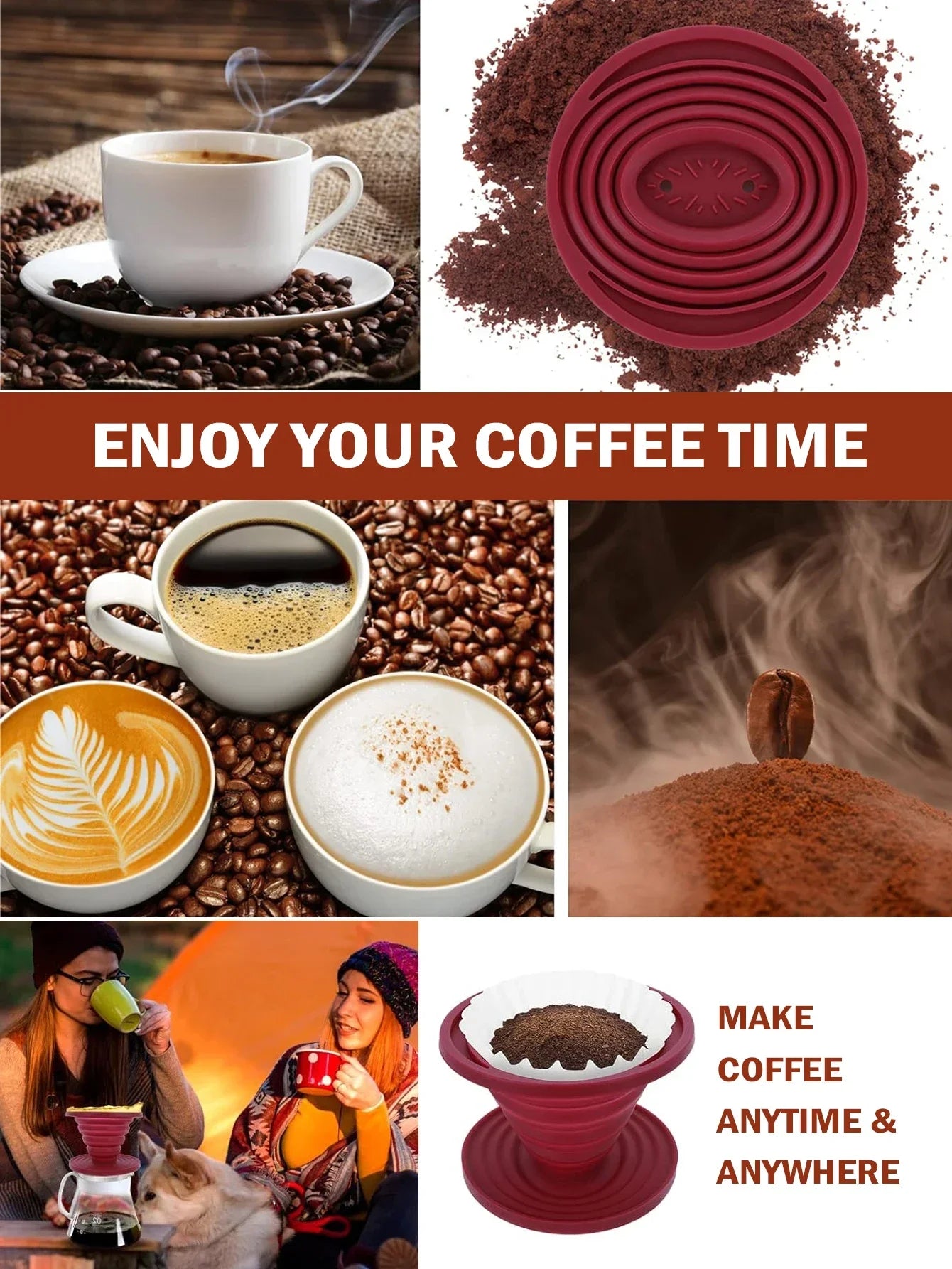 Dripper Collapsible Pour Over Coffee Dripper Portable Camping Pour Over Coffee Maker Reusable Silicone Pour Over Coffee Filter