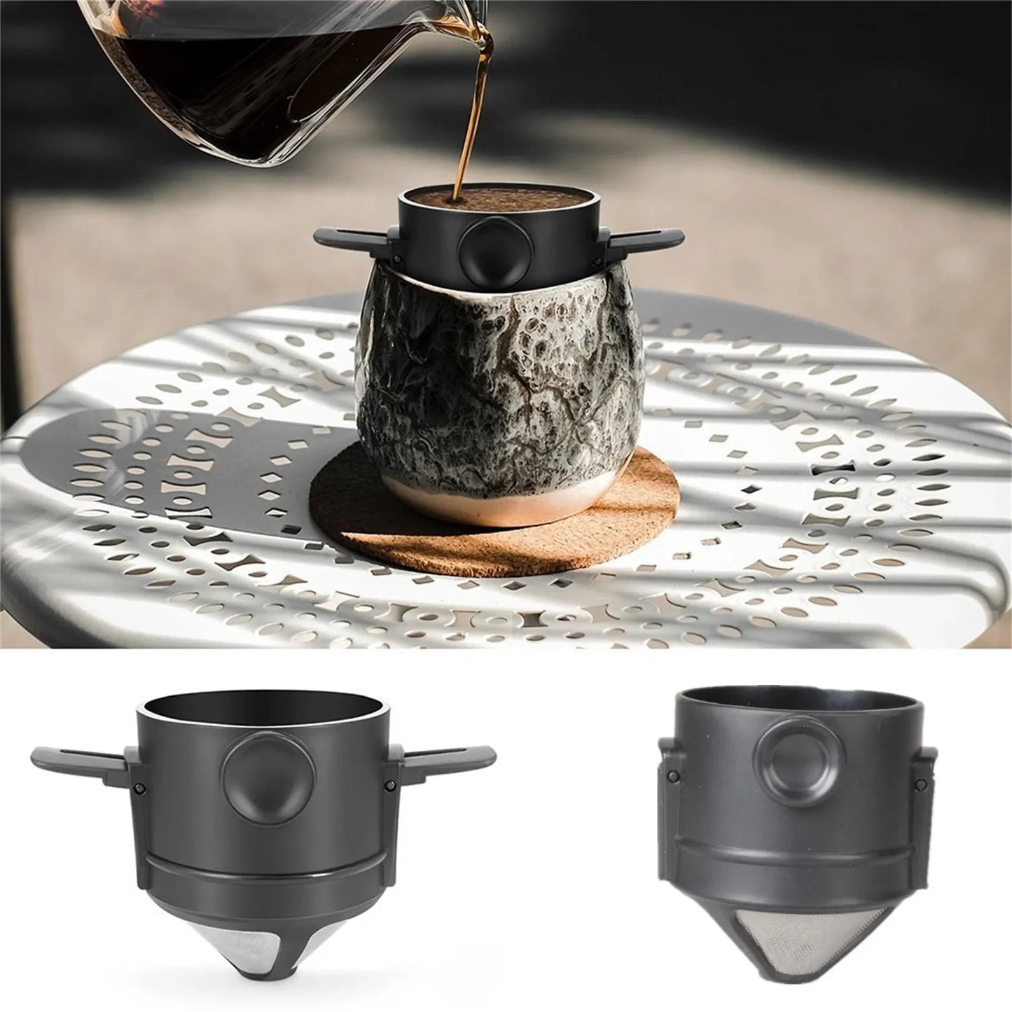 Coffee Maker Portable Pour Over Coffee Maker Set With Stainless Steel Coffee Mug Collapsible Pour Over Coffee Filter For Travel