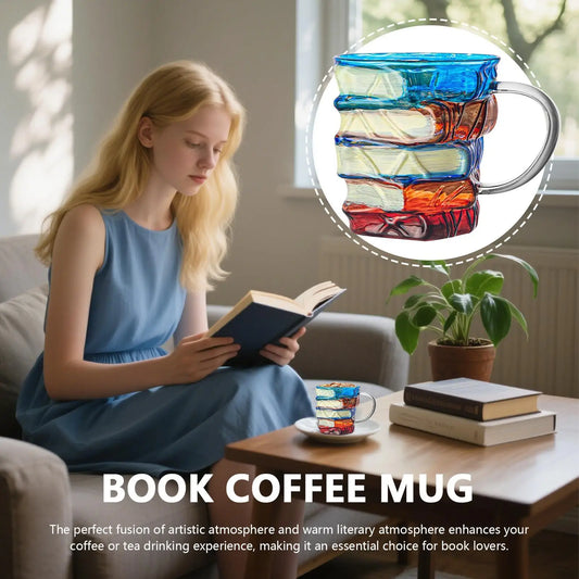 Book Lovers Mug Glass Book Mug Coffee Drinking Cups Funny Decor Vintage Drinkware Home Decor Desk Accessories Water Cup for Milk