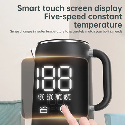 Electric Kettle 1.7L Large Capacity 1500W Stainless Steel Digital Display Insulated Water Boiler Kettle with Handle and Lid