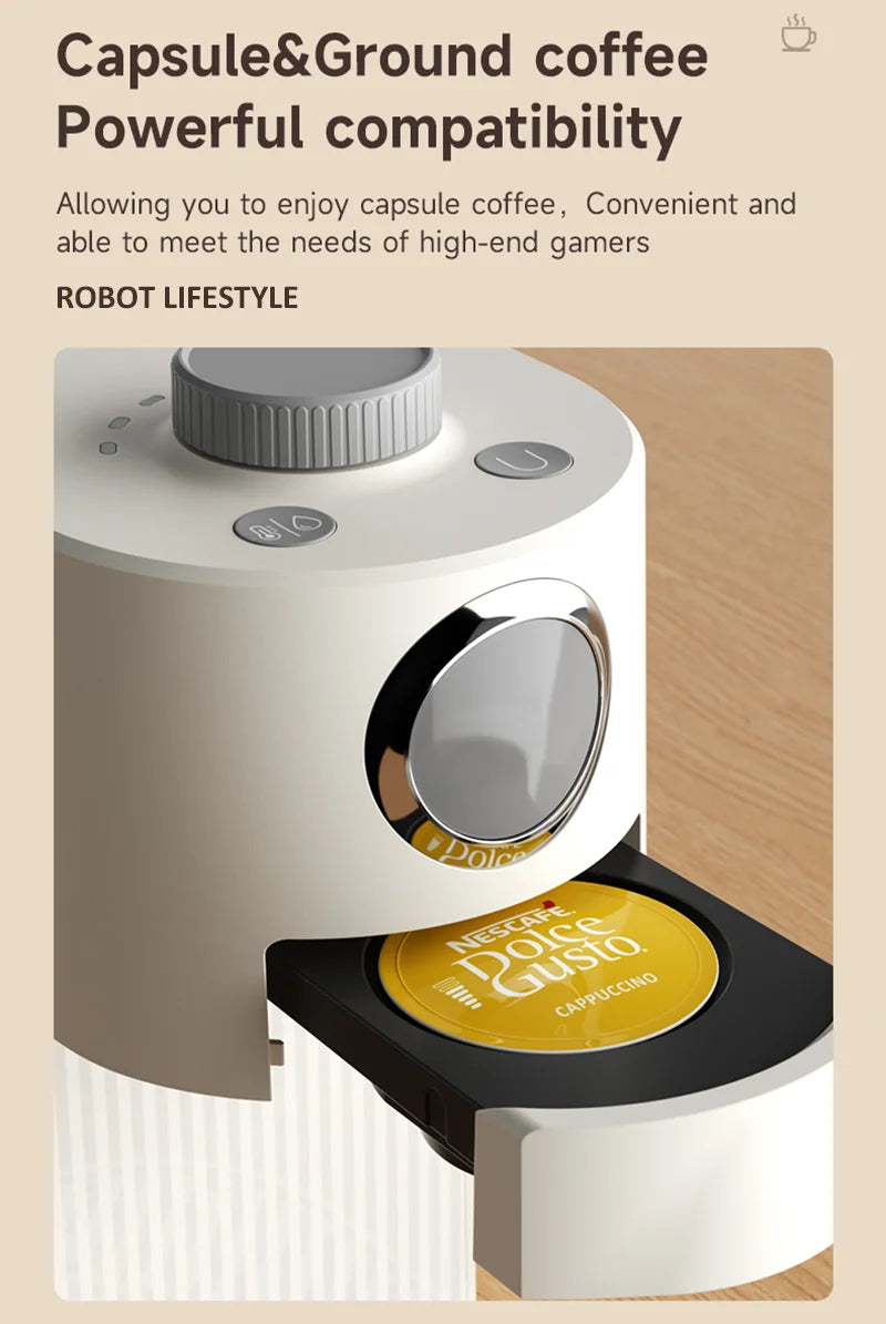 Multi Capsule Coffee Maker Machine Compatible Ground Coffee, Hot Cold Dual Extraction, 20Bar High Pressure, 1.4L Water Tank