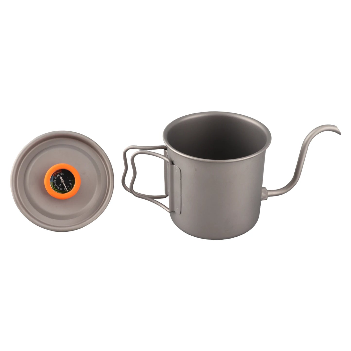 Pour Over Coffee Kettle Outdoor Ti Pour Over Coffee Kettle 400ml Gooseneck Tea Kettle with Thermometer and Folding Handle