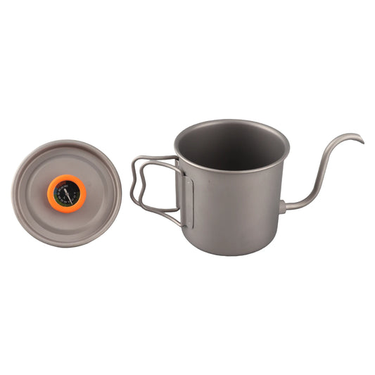 Pour Over Coffee Kettle Outdoor Ti Pour Over Coffee Kettle 400ml Gooseneck Tea Kettle with Thermometer and Folding Handle