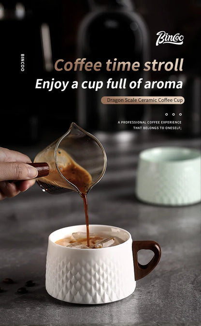 Bincoo Espresso Mug 200ml Ceramic Coffee Cup and Saucer Professional Home Barista Latte Art Mug Exquisite Kitchen Accessories