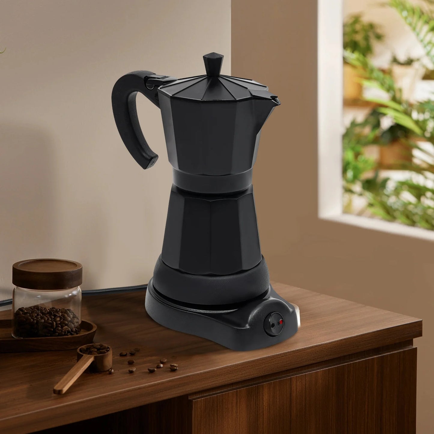 Electric Espresso Machine 300ML Coffee Machine Aluminium Espresso Maker with Separate Base Mocha Coffee Jug Home Barista Tools