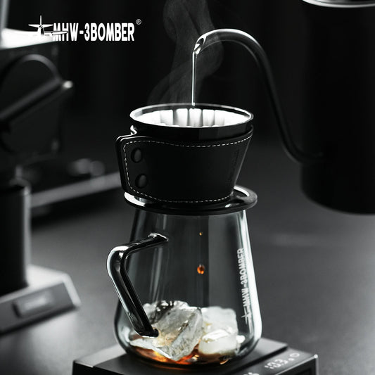 MHW-3BOMBER Pour Over Coffee Maker Set 500ml Glass Pour Over Coffee Dripper Filter Coffee Maker  Filter Paper Coffee Accessories