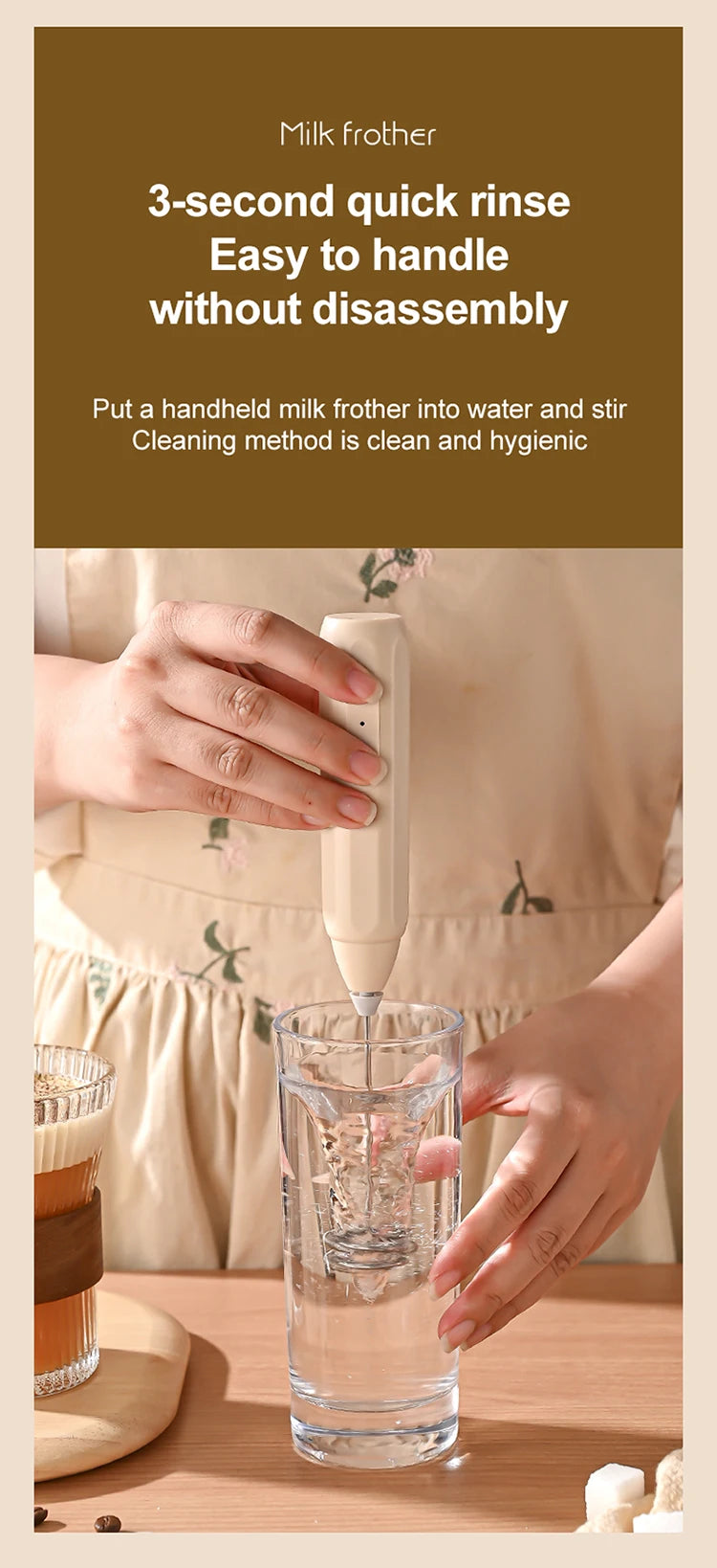 MINI Coffee Frother USB Rechargeable 3 Speeds Foam Maker Coffee Milk Mixer Electric Handle Blender Egg Beater Hot Cooking Tools