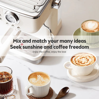 Espresso Coffee Machine Stainless Steel Espresso Maker with Milk Frother Steam Wand Semi-Automatic Cappuccino Latte Machine