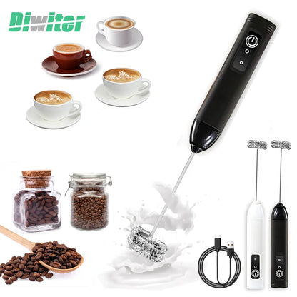 Diwiter Electric Milk Frother Handheld Egg Beater Foamer Coffee Maker Electric Blender Mixer Mini Portable Blender Kitchen Tool