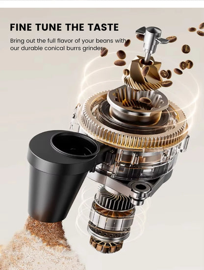 Mcilpoog M3 Automatic Espresso Coffee Machine ，Built-In Milk Frother & Tank, 7 Coffee Varieties, Touchscreen