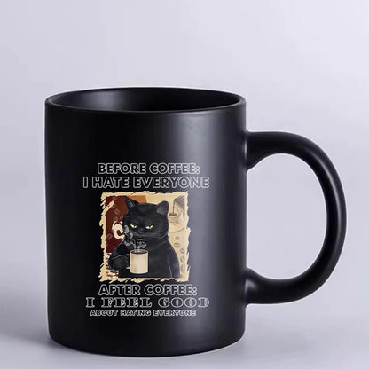 I drink coffee Cat Mug 11oz Funny Cats Black Ceramic Coffee Mug  Office Tea Cup