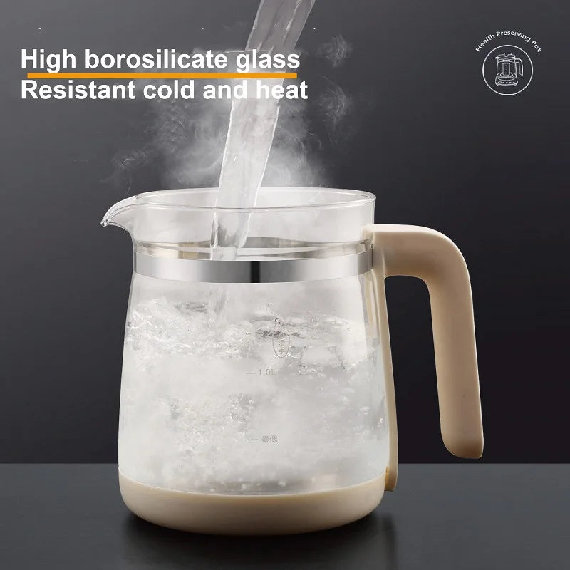 1.8L Electric Kettle Office Glass Flower Teapot Temperature Control Health Kettle 24h Appointment Stew Boil Kettle Multifunction